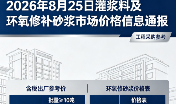 南开乡2026年8月25日灌浆料及环氧修补砂浆市场价格信息通报